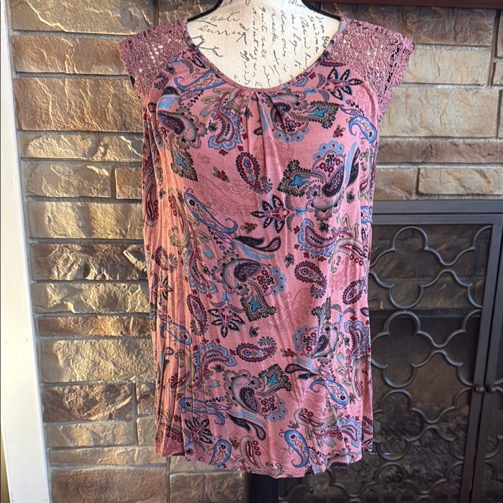 Floral Paisley Pink Top